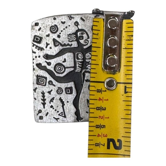 Urban Fetishes 1993 Petroglyph Pin Brooch Tribal Dancer Design Silver Tone 2" - Picture 4 of 6